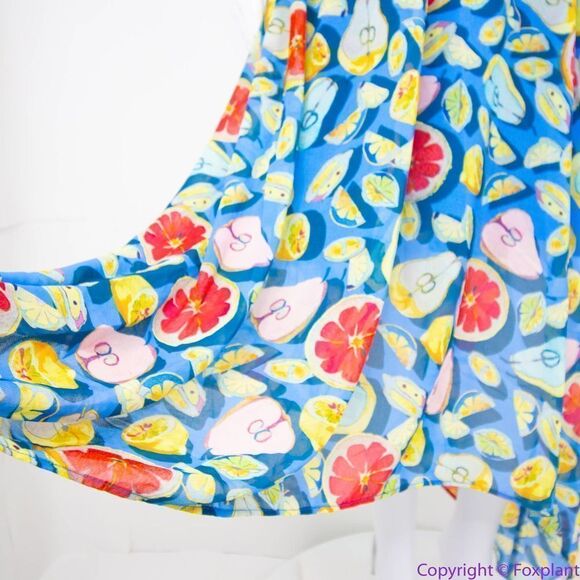 Anthropologie Blue Fruit Print High Low Dress - Picture 5 of 16